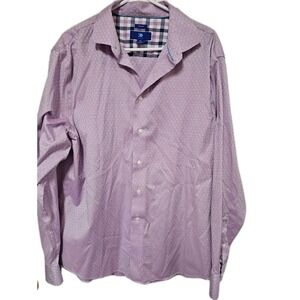 Men's No Iron Egara Cotton Long Sleeve Dress Shirt  Purple Size XL EUC Dressy